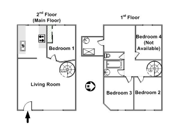 Paris 3 Bedroom - Duplex accommodation - apartment layout  (PA-4308)