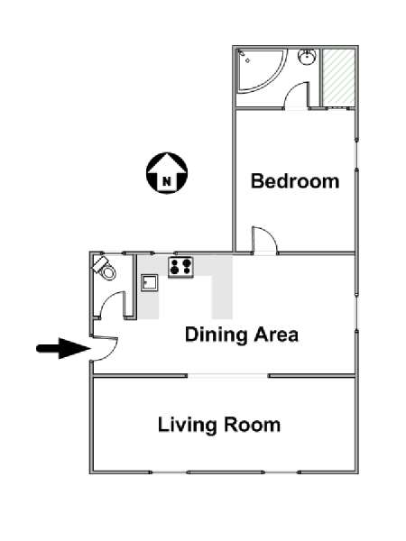 Paris 1 Bedroom accommodation - apartment layout  (PA-4315)