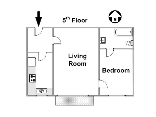 Parigi 1 Camera da letto appartamento - piantina approssimativa dell' appartamento  (PA-4317)