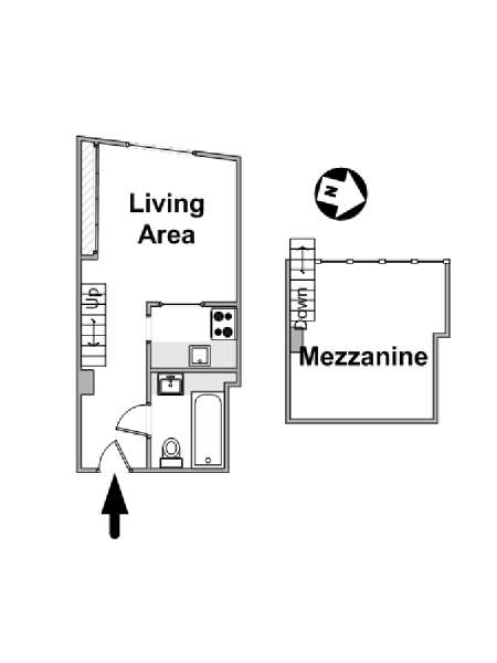Parigi Grande monolocale appartamento - piantina approssimativa dell' appartamento  (PA-4319)