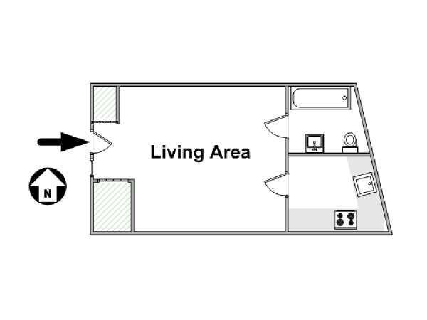 Parigi Monolocale appartamento - piantina approssimativa dell' appartamento  (PA-4326)
