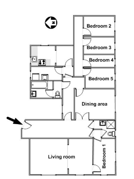 Paris 6 Zimmer ferienwohnung - layout  (PA-4340)