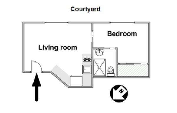 Paris 1 Bedroom accommodation - apartment layout  (PA-4355)