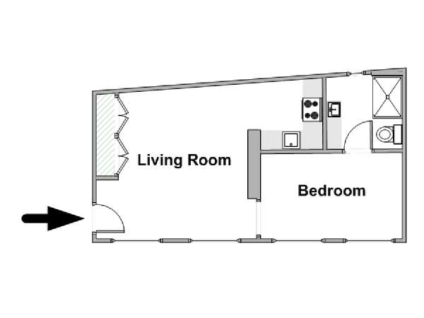 Paris 1 Bedroom apartment - apartment layout  (PA-4388)