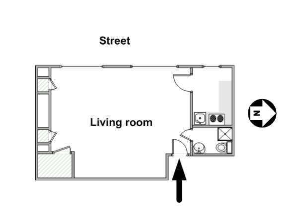 Paris Studio T1 logement location appartement - plan schématique  (PA-4414)