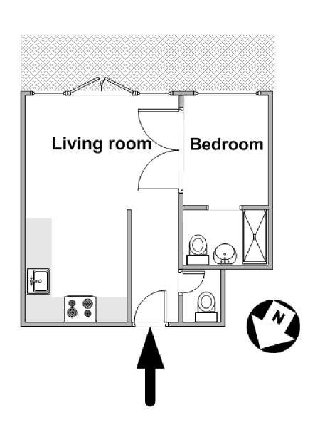 Parigi 1 Camera da letto appartamento - piantina approssimativa dell' appartamento  (PA-4433)