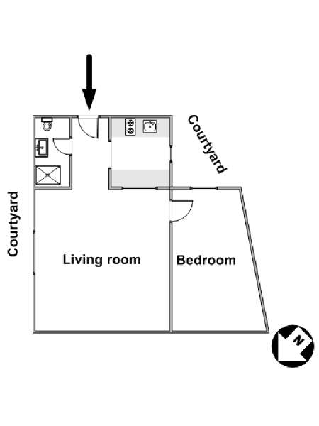 Parigi 1 Camera da letto appartamento - piantina approssimativa dell' appartamento  (PA-4446)
