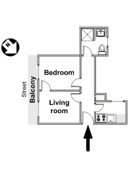 Parigi 1 Camera da letto appartamento - piantina approssimativa dell' appartamento  (PA-4450)