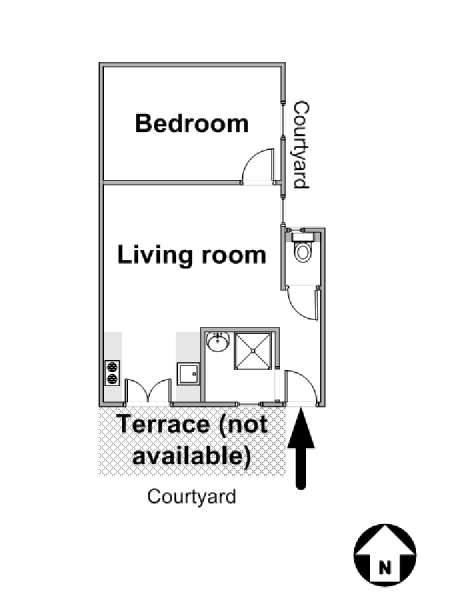 Parigi 1 Camera da letto appartamento - piantina approssimativa dell' appartamento  (PA-4452)