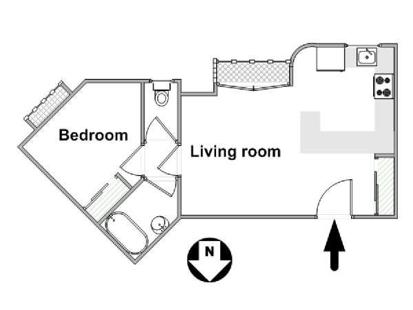 Paris 1 Bedroom apartment - apartment layout  (PA-4460)