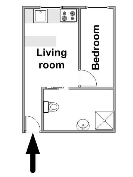 Parigi 1 Camera da letto appartamento - piantina approssimativa dell' appartamento  (PA-4470)