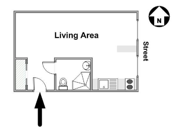 Paris Studio T1 logement location appartement - plan schématique  (PA-4496)