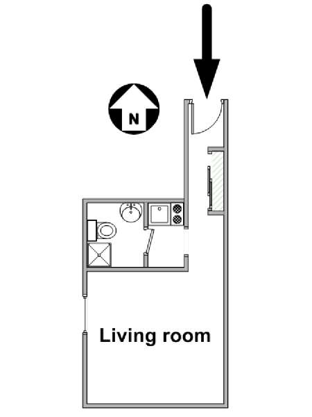Paris Studio T1 logement location appartement - plan schématique  (PA-4498)