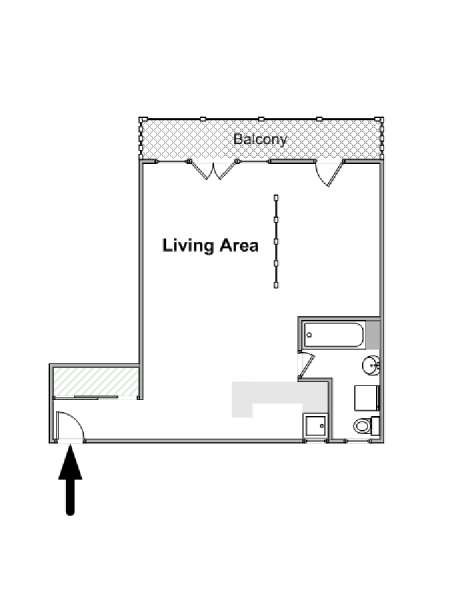 Paris Studio T1 logement location appartement - plan schématique  (PA-4504)