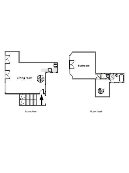 Paris 1 Bedroom - Duplex accommodation - apartment layout  (PA-4507)