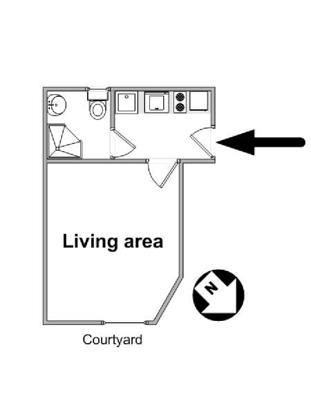 Parigi Monolocale appartamento - piantina approssimativa dell' appartamento  (PA-4510)
