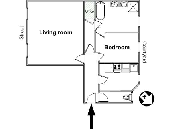 Paris 1 Bedroom apartment - apartment layout  (PA-4516)
