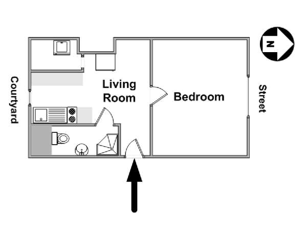 Parigi 1 Camera da letto appartamento - piantina approssimativa dell' appartamento  (PA-4518)
