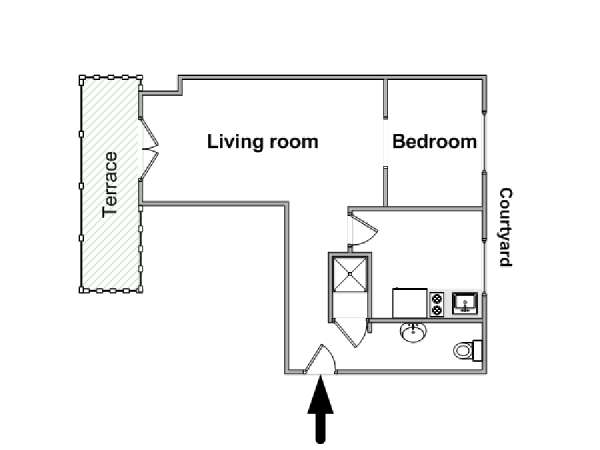 Paris 1 Bedroom apartment - apartment layout  (PA-4520)