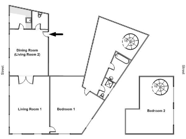 Parigi 2 Camere da letto appartamento casa vacanze - piantina approssimativa dell' appartamento  (PA-4522)