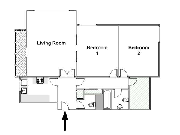Paris 2 Bedroom apartment - apartment layout  (PA-4527)