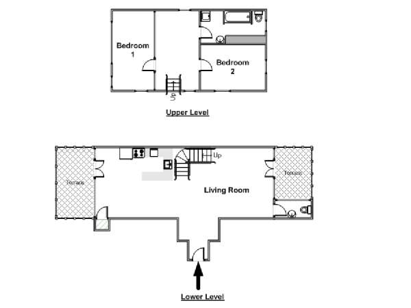 Paris T3 - Duplex logement location appartement - plan schématique  (PA-4541)