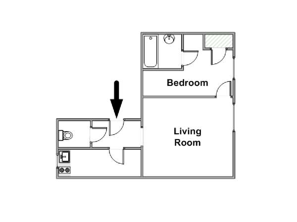 Paris 1 Bedroom apartment - apartment layout  (PA-4551)