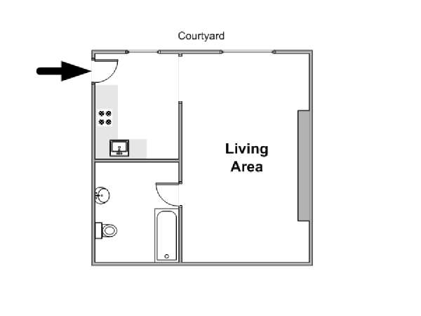 Parigi Monolocale appartamento - piantina approssimativa dell' appartamento  (PA-4557)