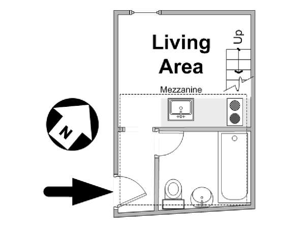 Parigi Grande monolocale appartamento - piantina approssimativa dell' appartamento  (PA-4591)