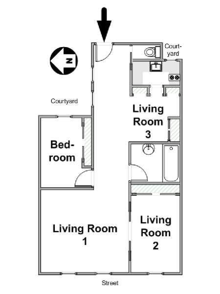 Paris 1 Bedroom apartment - apartment layout  (PA-4614)