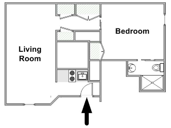 Parigi 1 Camera da letto appartamento - piantina approssimativa dell' appartamento  (PA-4620)