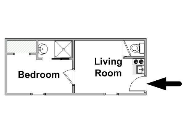 Parigi 1 Camera da letto appartamento - piantina approssimativa dell' appartamento  (PA-4624)