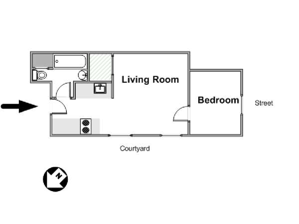 Paris 1 Bedroom accommodation - apartment layout  (PA-4651)