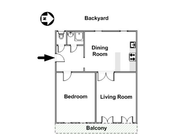 Paris 1 Bedroom accommodation - apartment layout  (PA-4666)