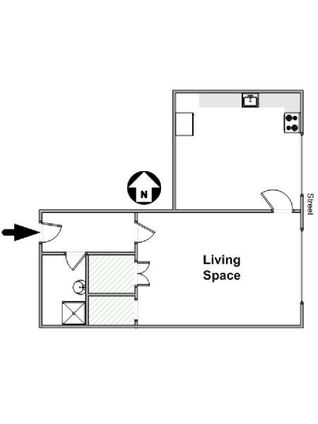 Paris Studio T1 logement location appartement - plan schématique  (PA-4671)