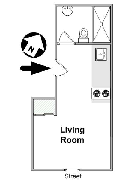 Paris Studio T1 logement location appartement - plan schématique  (PA-4673)