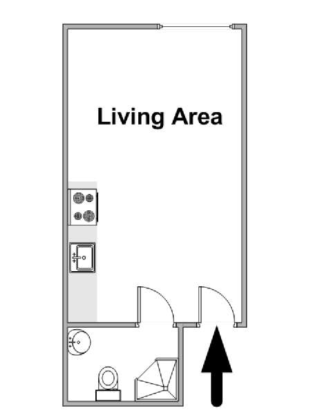 Parigi Monolocale appartamento - piantina approssimativa dell' appartamento  (PA-4705)