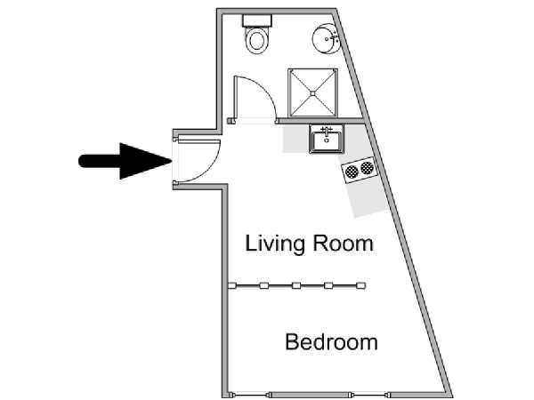 Parigi 1 Camera da letto appartamento - piantina approssimativa dell' appartamento  (PA-4785)