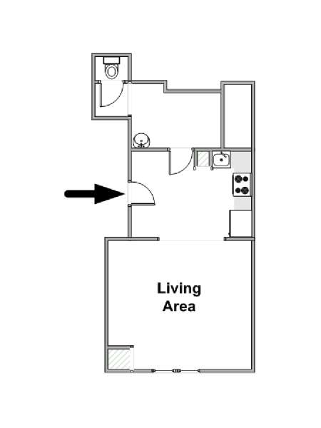 Paris Studio T1 logement location appartement - plan schématique  (PA-4818)