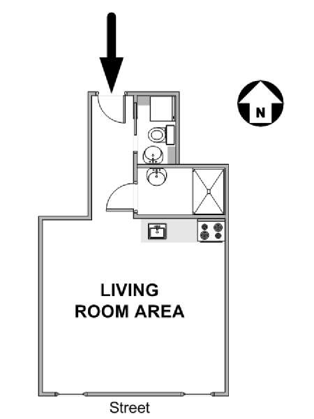Paris Studio T1 logement location appartement - plan schématique  (PA-4827)