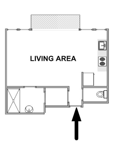 Paris Studio T1 logement location appartement - plan schématique  (PA-4832)