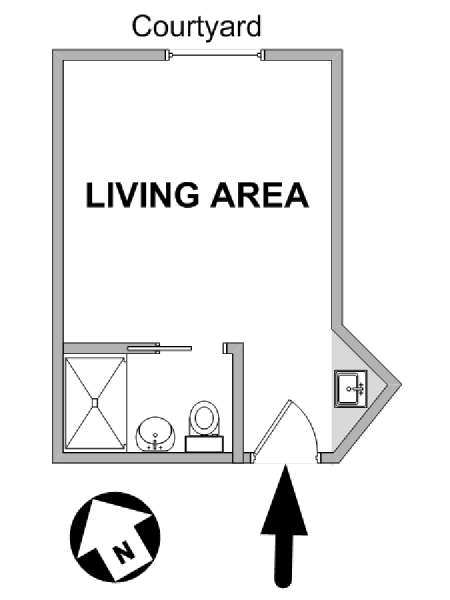 Parigi Monolocale appartamento - piantina approssimativa dell' appartamento  (PA-4838)