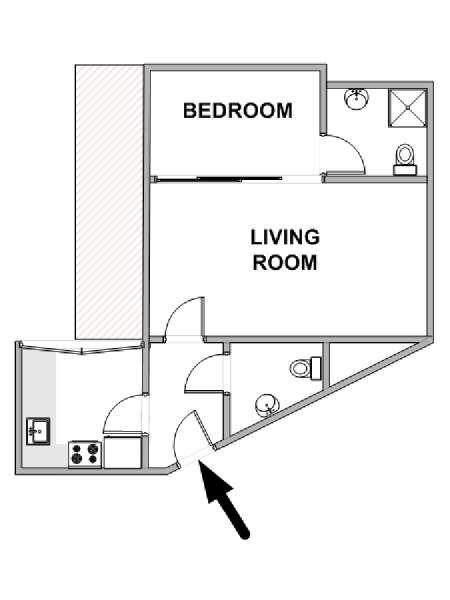 Parigi 1 Camera da letto appartamento - piantina approssimativa dell' appartamento  (PA-4843)