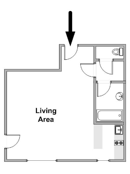 Paris Studio T1 logement location appartement - plan schématique  (PA-4849)