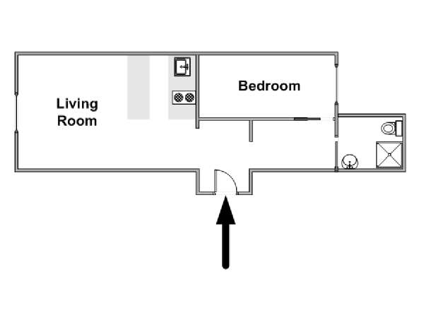 Parigi 1 Camera da letto appartamento casa vacanze - piantina approssimativa dell' appartamento  (PA-4854)