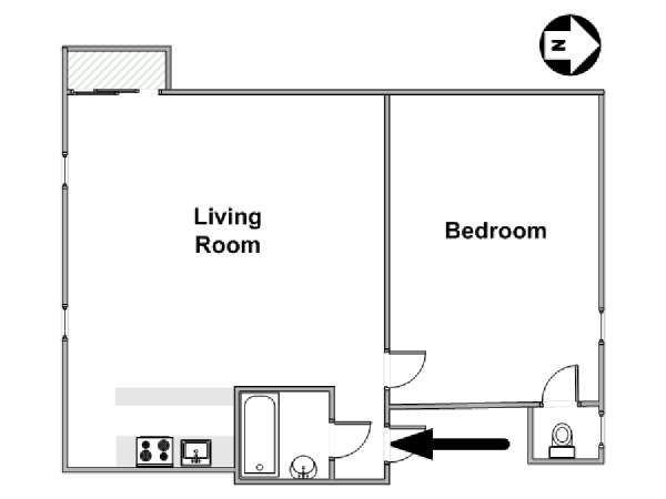 Paris 1 Bedroom apartment - apartment layout  (PA-4857)
