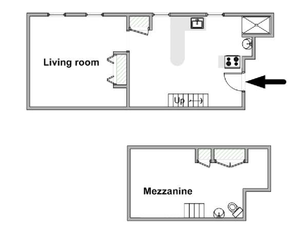 Paris Studio T1 logement location appartement - plan schématique  (PA-4870)