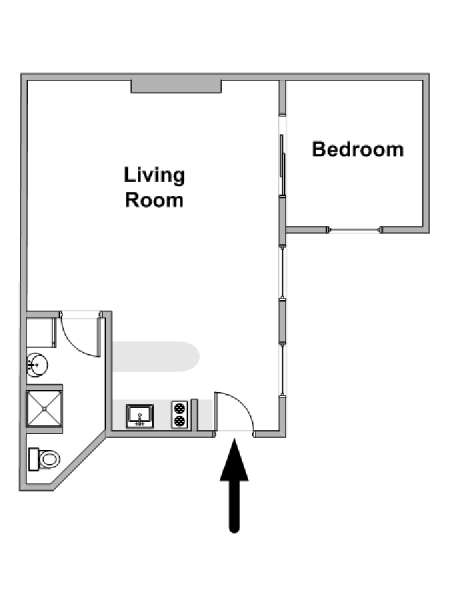 Parigi 1 Camera da letto appartamento - piantina approssimativa dell' appartamento  (PA-4873)