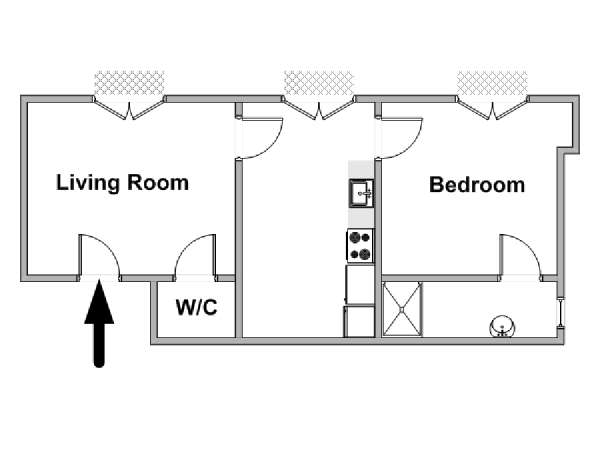 Paris 1 Bedroom apartment - apartment layout  (PA-4874)
