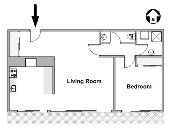 Paris 1 Bedroom apartment - apartment layout  (PA-4899)
